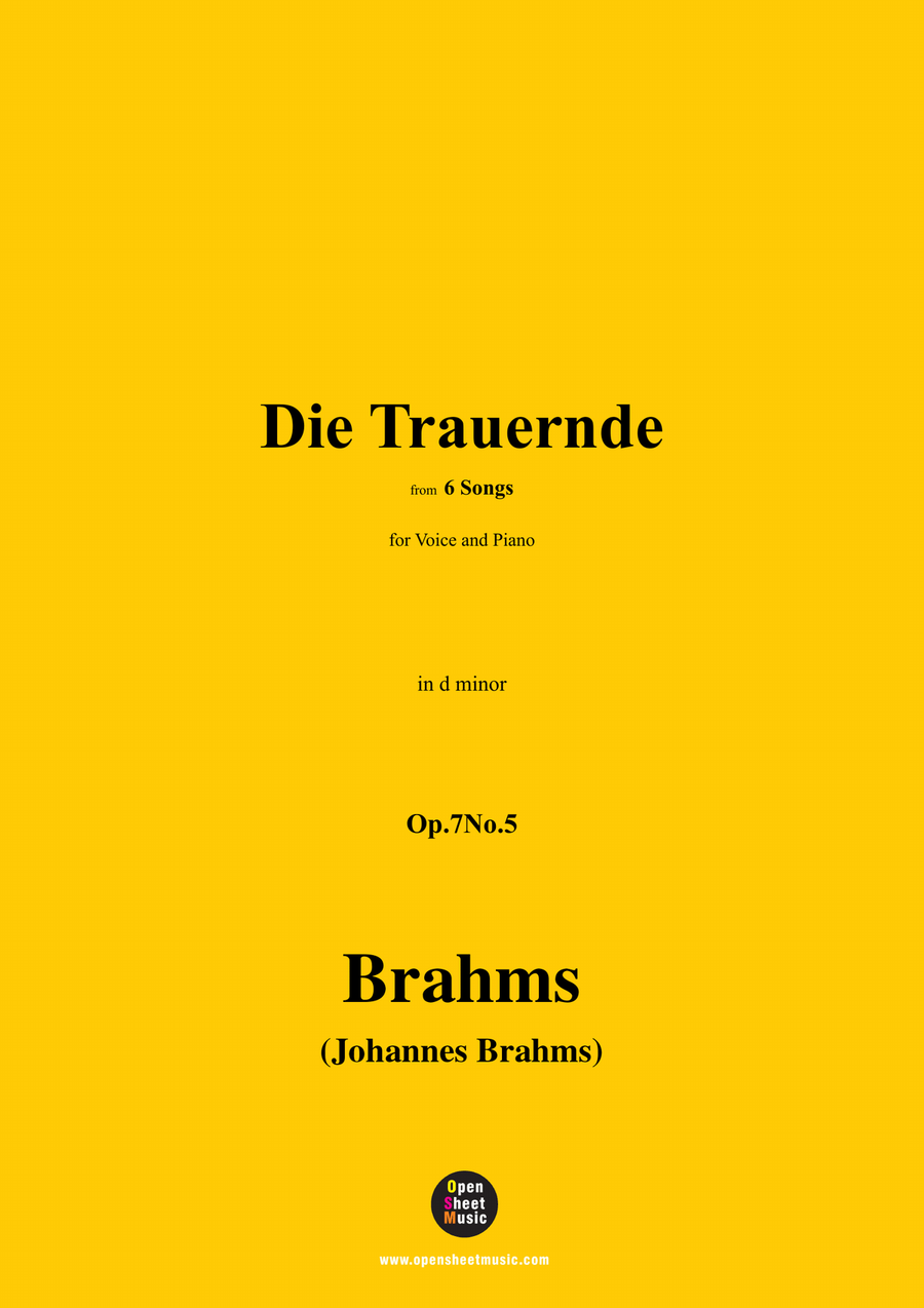 Brahms-Die Trauernde,Op.7No.5,in d minor Piano, Vocal scores gallery preview page 1