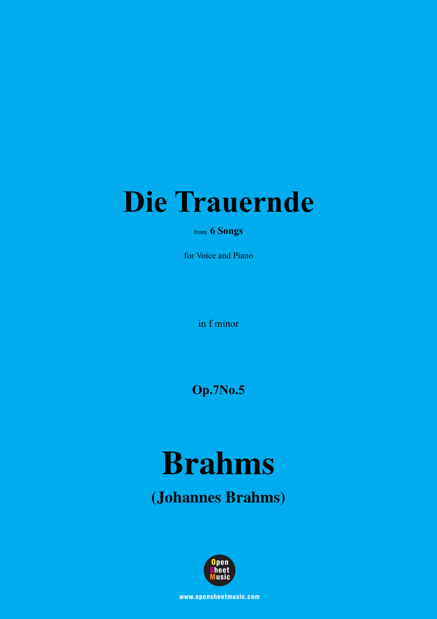 Brahms-Die Trauernde,Op.7No.5,in f minor Piano, Vocal scores gallery preview page 1