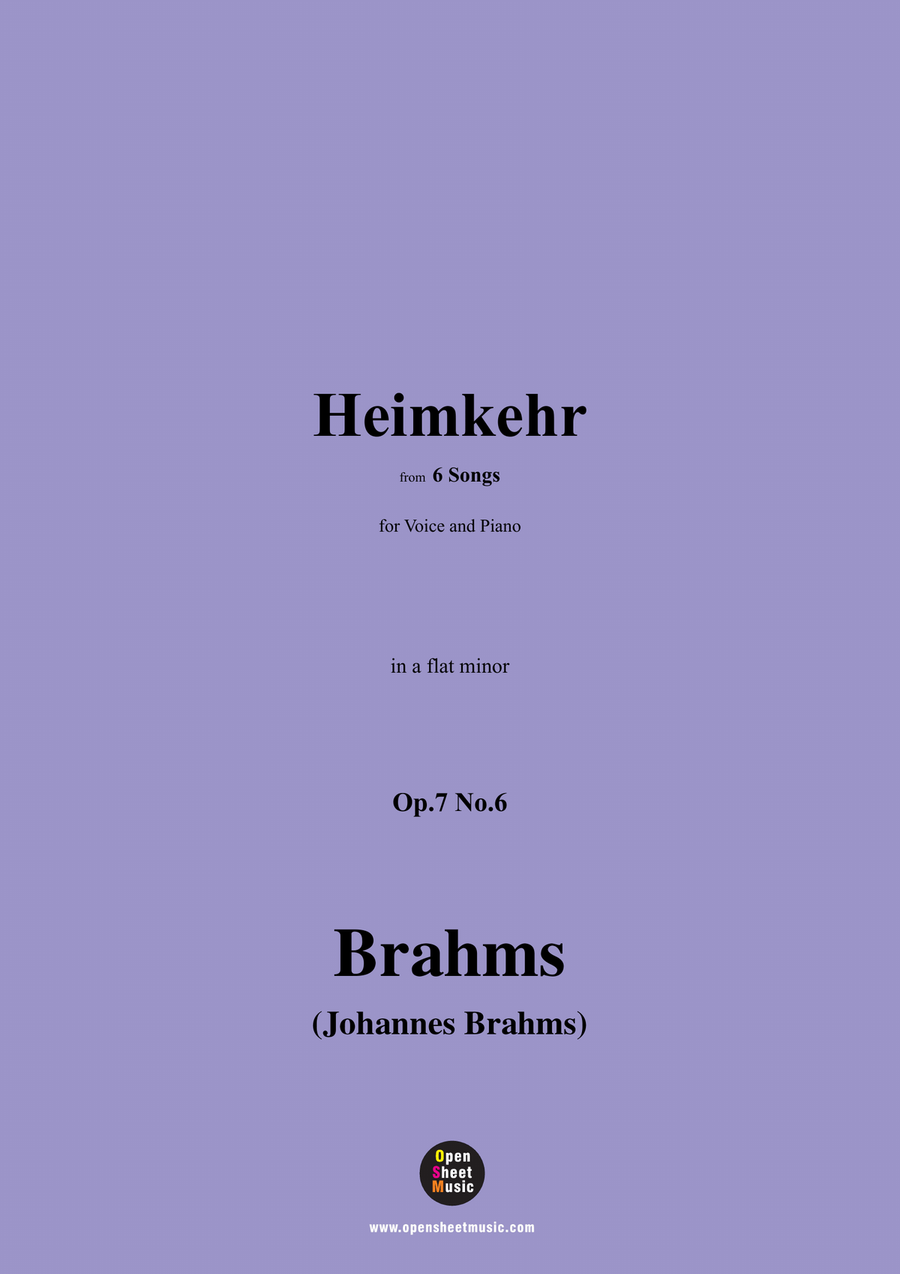 Brahms-Heimkehr,Op.7 No.6,in a flat minor Piano, Vocal scores gallery preview page 1