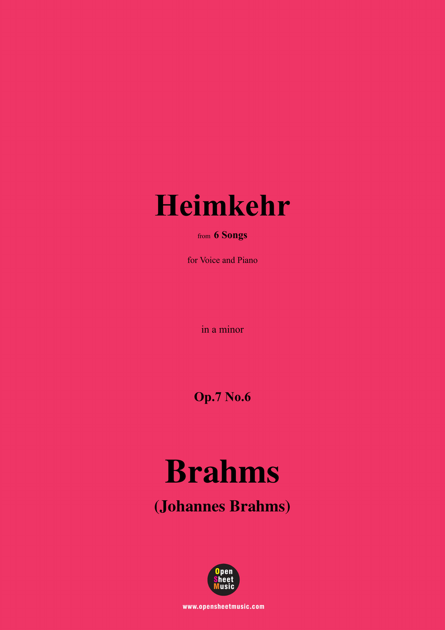 Brahms-Heimkehr,Op.7 No.6,in a minor Piano, Vocal scores gallery preview page 1
