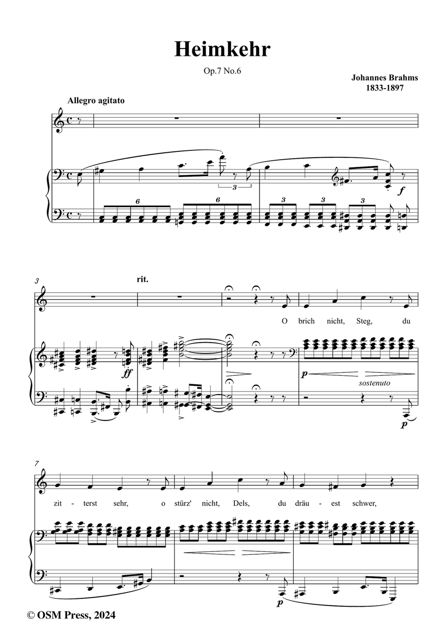 Brahms-Heimkehr,Op.7 No.6,in a minor Piano, Vocal scores gallery preview page 2