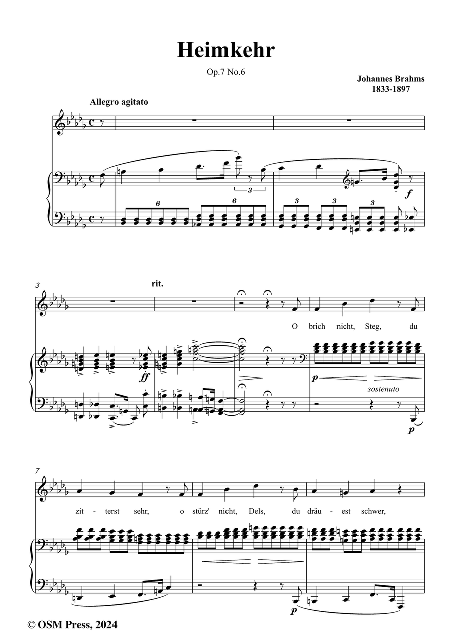 Brahms-Heimkehr,Op.7 No.6,in b flat minor Piano, Vocal scores gallery preview page 2