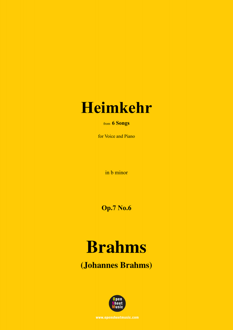 Brahms-Heimkehr,Op.7 No.6,in b minor Piano, Vocal scores gallery preview page 1