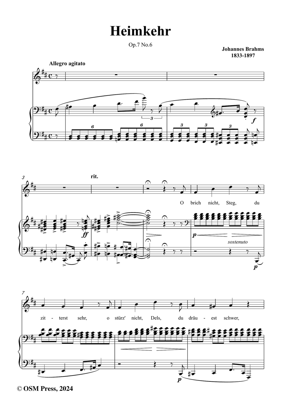 Brahms-Heimkehr,Op.7 No.6,in b minor Piano, Vocal scores gallery preview page 2
