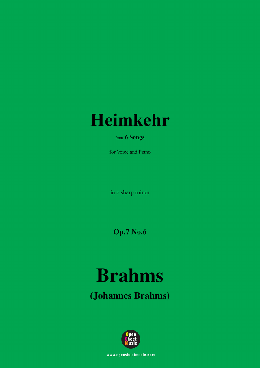 Brahms-Heimkehr,Op.7 No.6,in c sharp minor Piano, Vocal scores gallery preview page 1