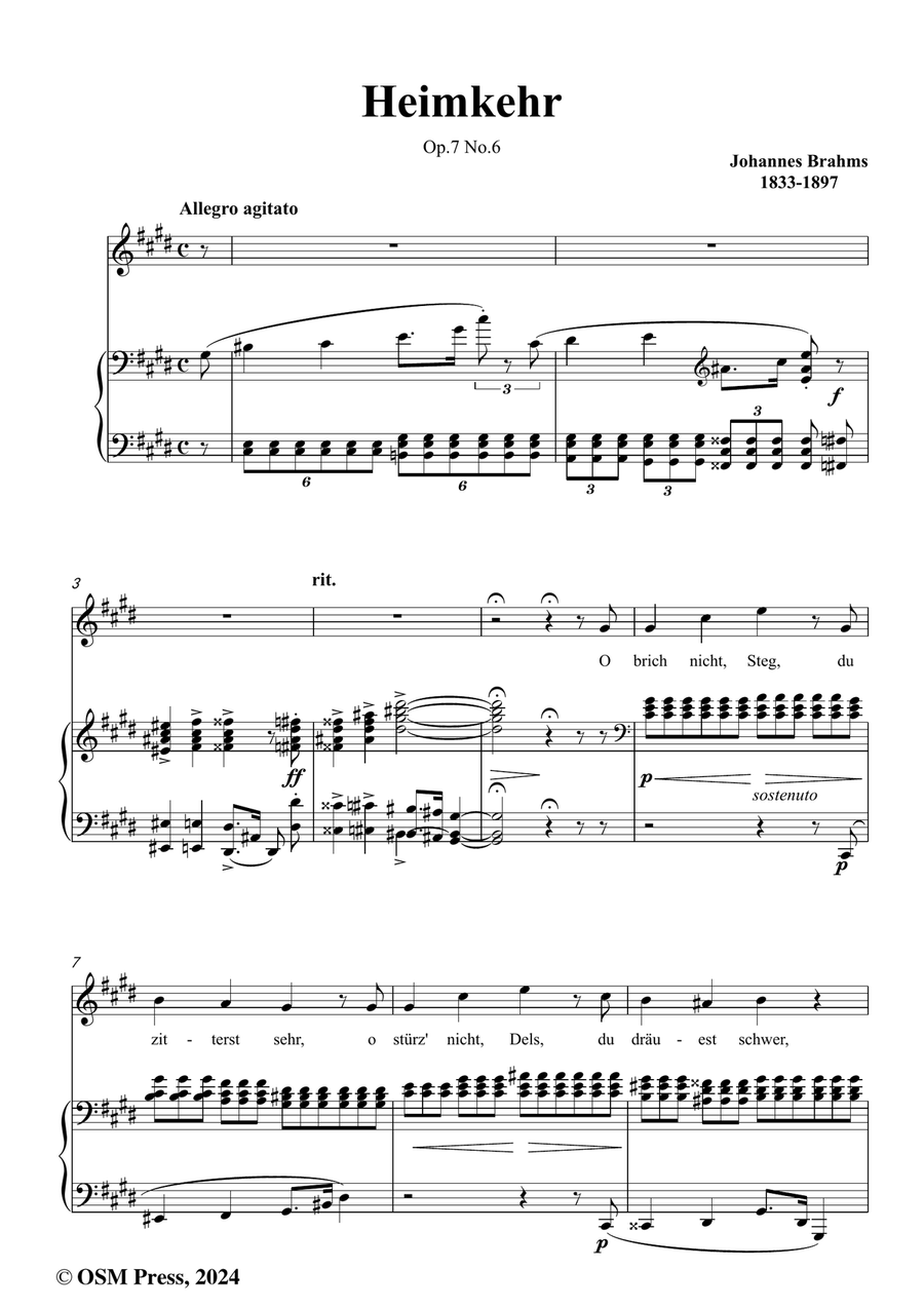 Brahms-Heimkehr,Op.7 No.6,in c sharp minor Piano, Vocal scores gallery preview page 2