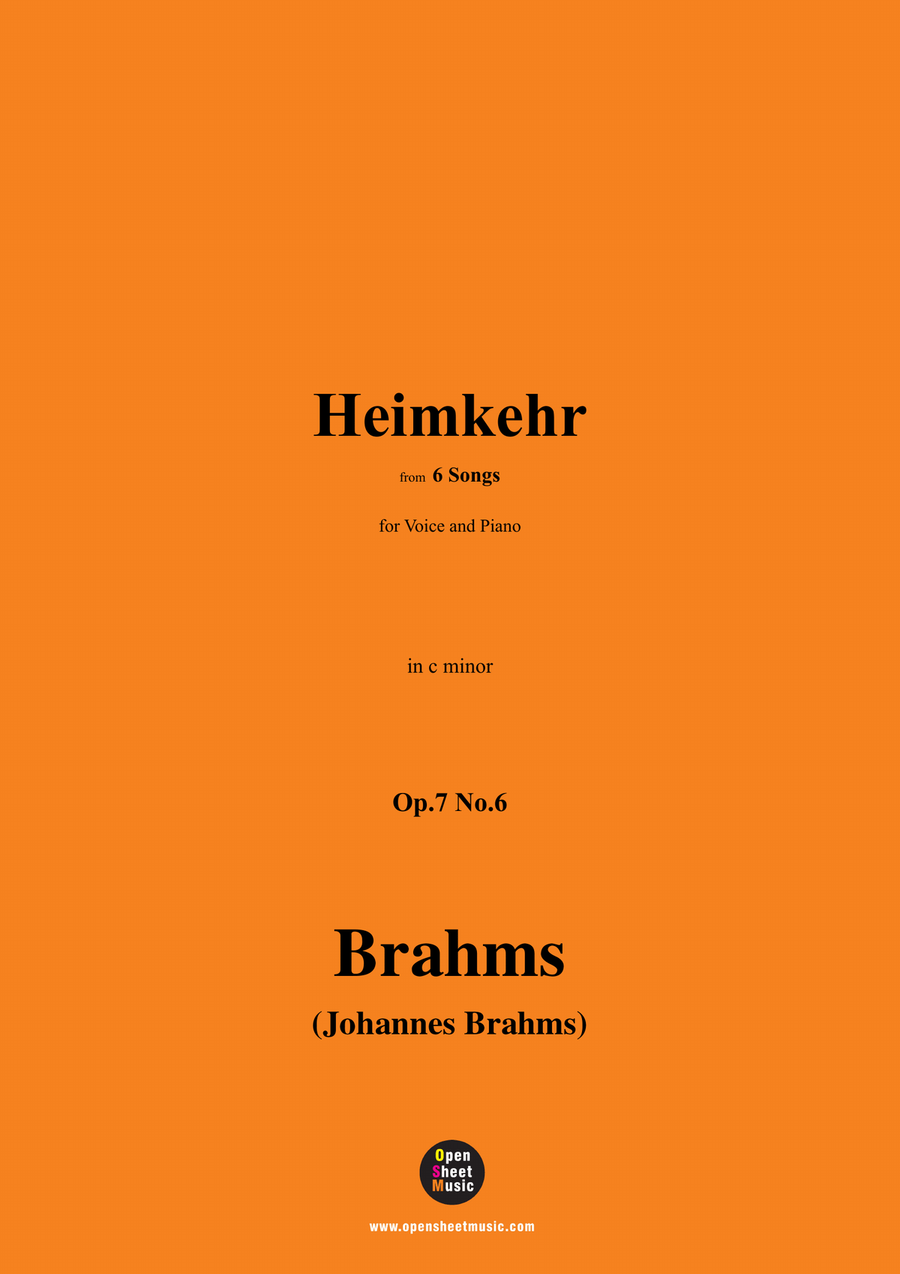Brahms-Heimkehr,Op.7 No.6,in c minor Piano, Vocal scores gallery preview page 1