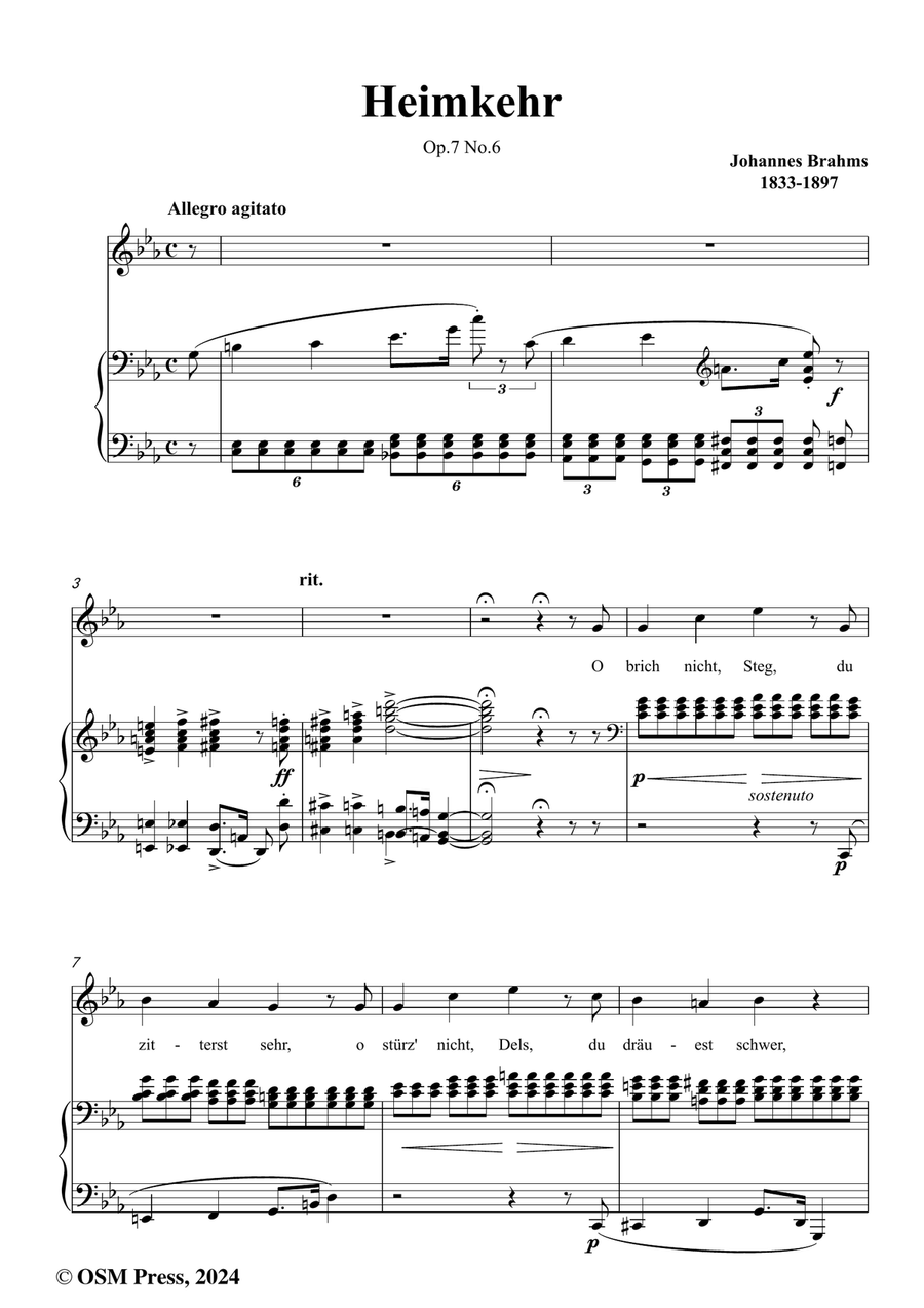 Brahms-Heimkehr,Op.7 No.6,in c minor Piano, Vocal scores gallery preview page 2