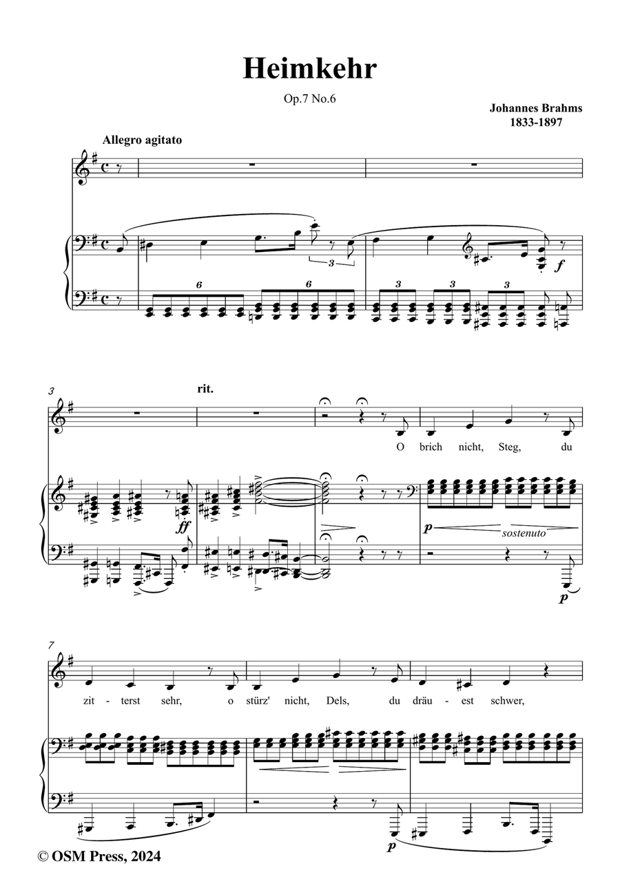 Brahms-Heimkehr,Op.7 No.6,in e minor Piano, Vocal scores gallery preview page 2