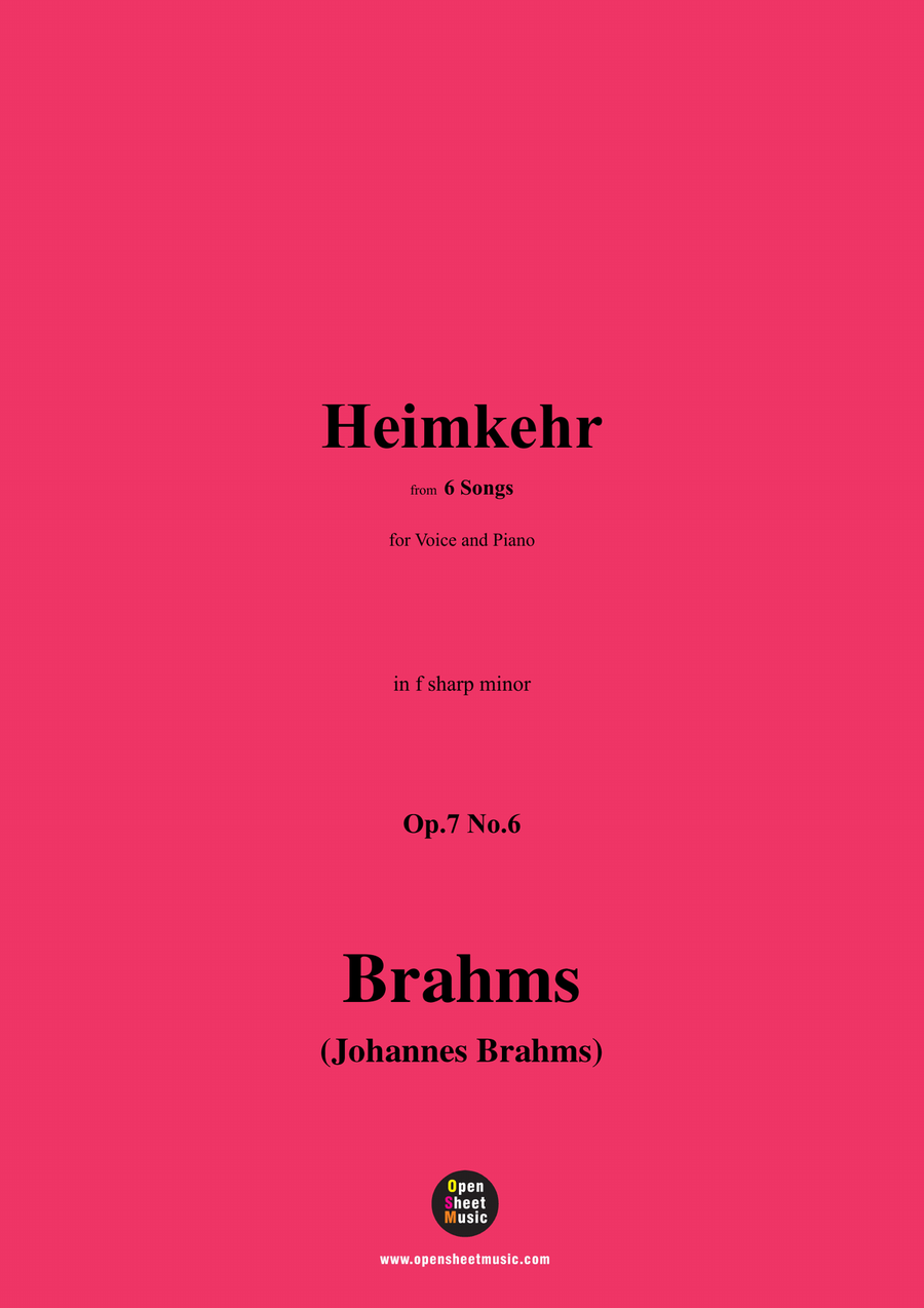 Brahms-Heimkehr,Op.7 No.6,in f sharp minor Piano, Vocal scores gallery preview page 1