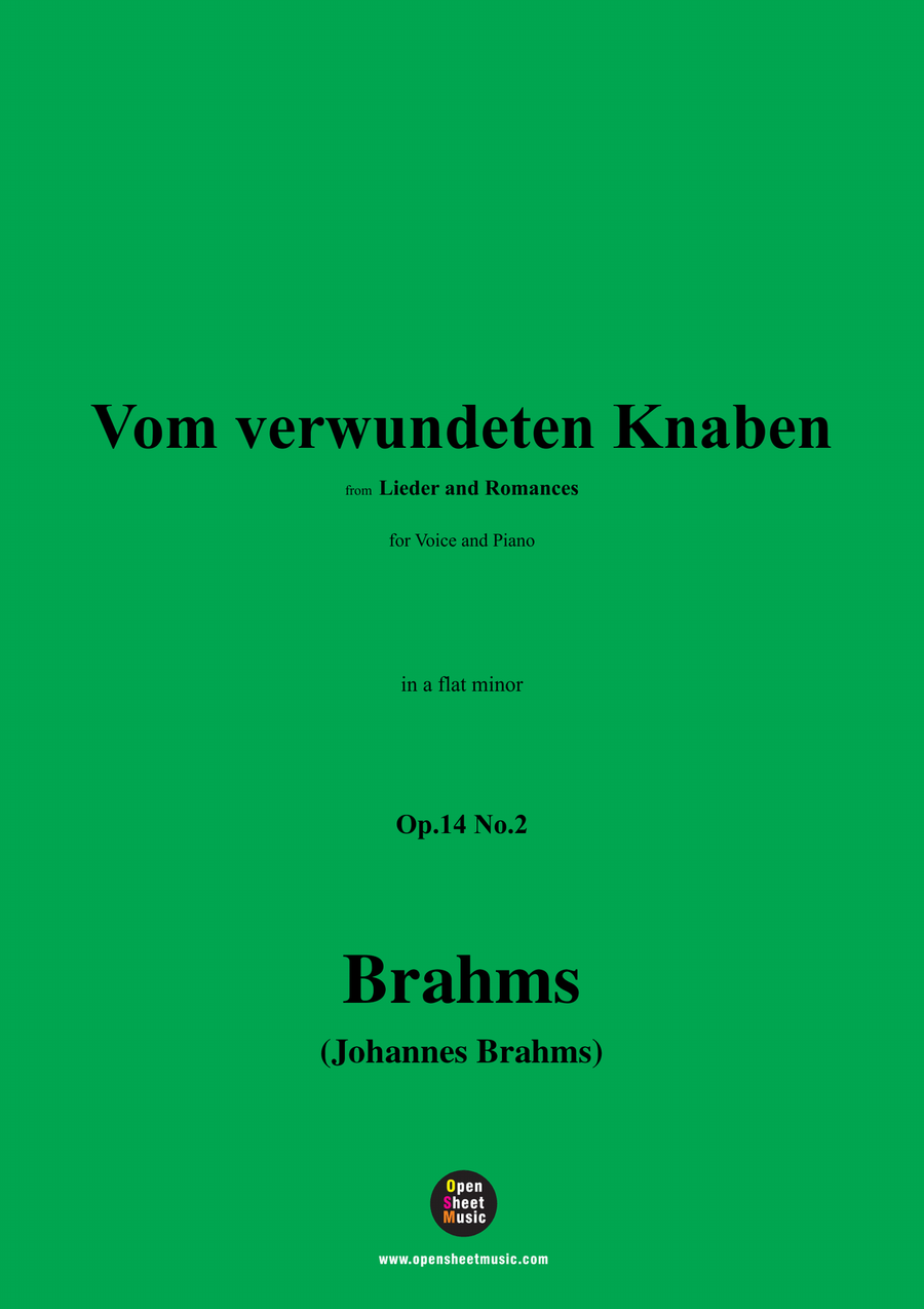 Brahms-Vom verwundeten Knaben,in a flat minor Piano, Vocal scores gallery preview page 1