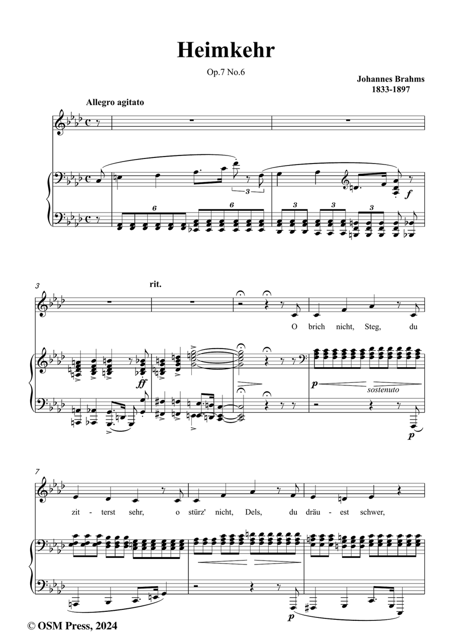 Brahms-Heimkehr,Op.7 No.6,in f minor Piano, Vocal scores gallery preview page 2