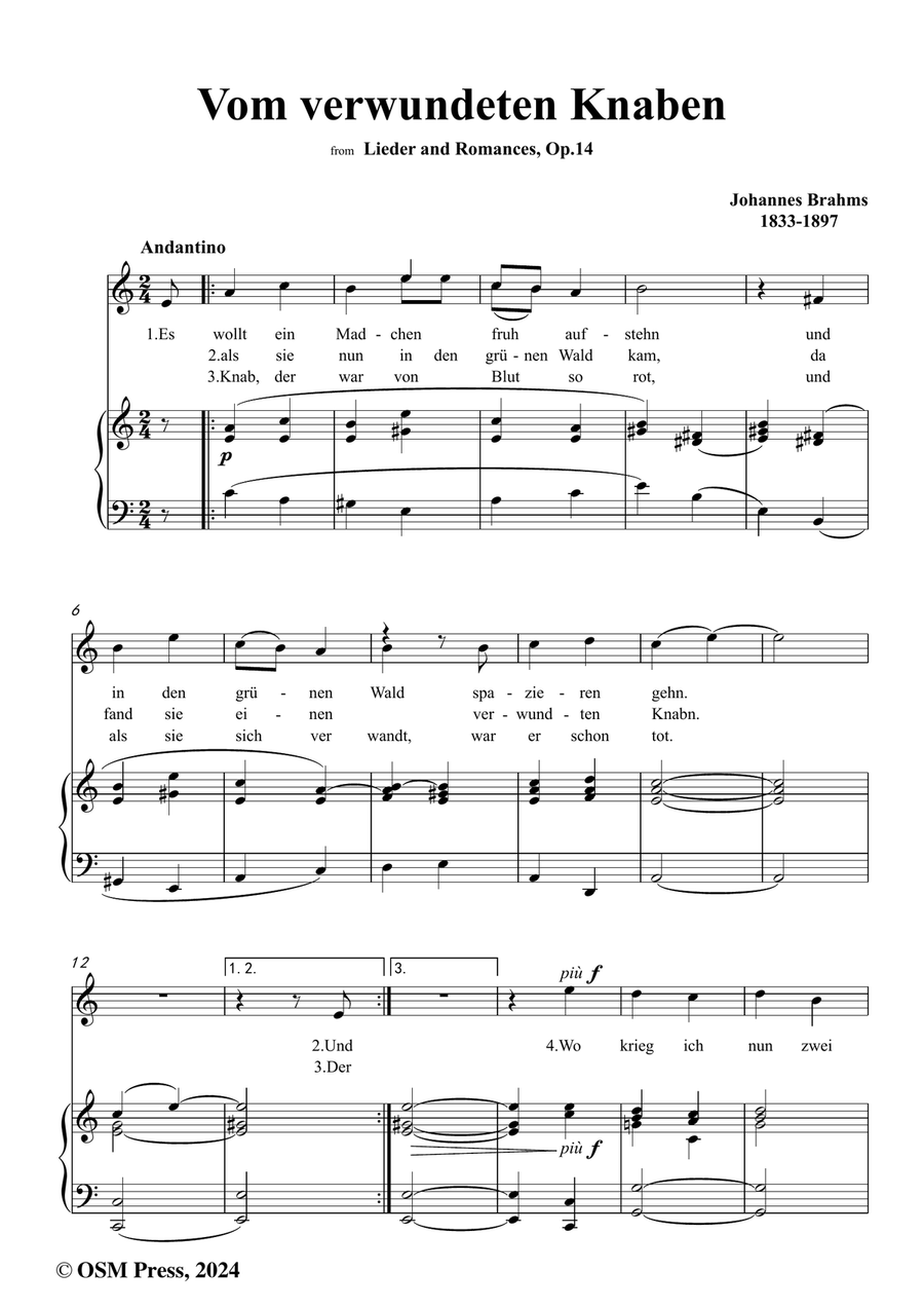 Brahms-Vom verwundeten Knaben,,in a minor Piano, Vocal scores gallery preview page 2