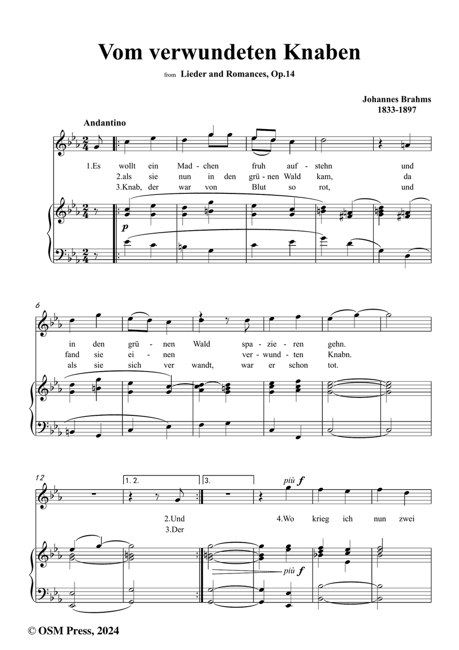 Brahms-Vom verwundeten Knaben,in c minor Piano, Vocal scores gallery preview page 2