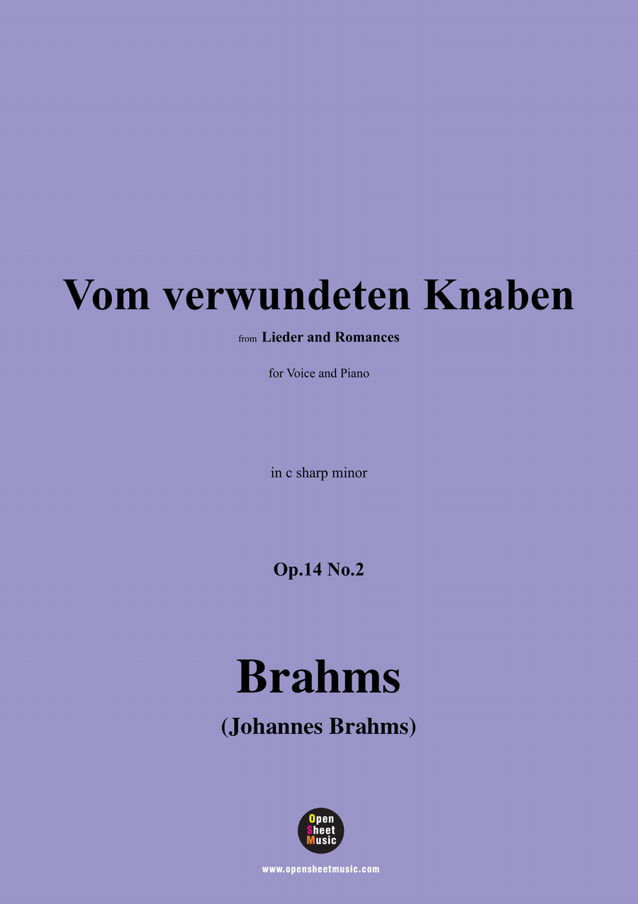 Brahms-Vom verwundeten Knaben,in c sharp minor Piano, Vocal scores gallery preview page 1