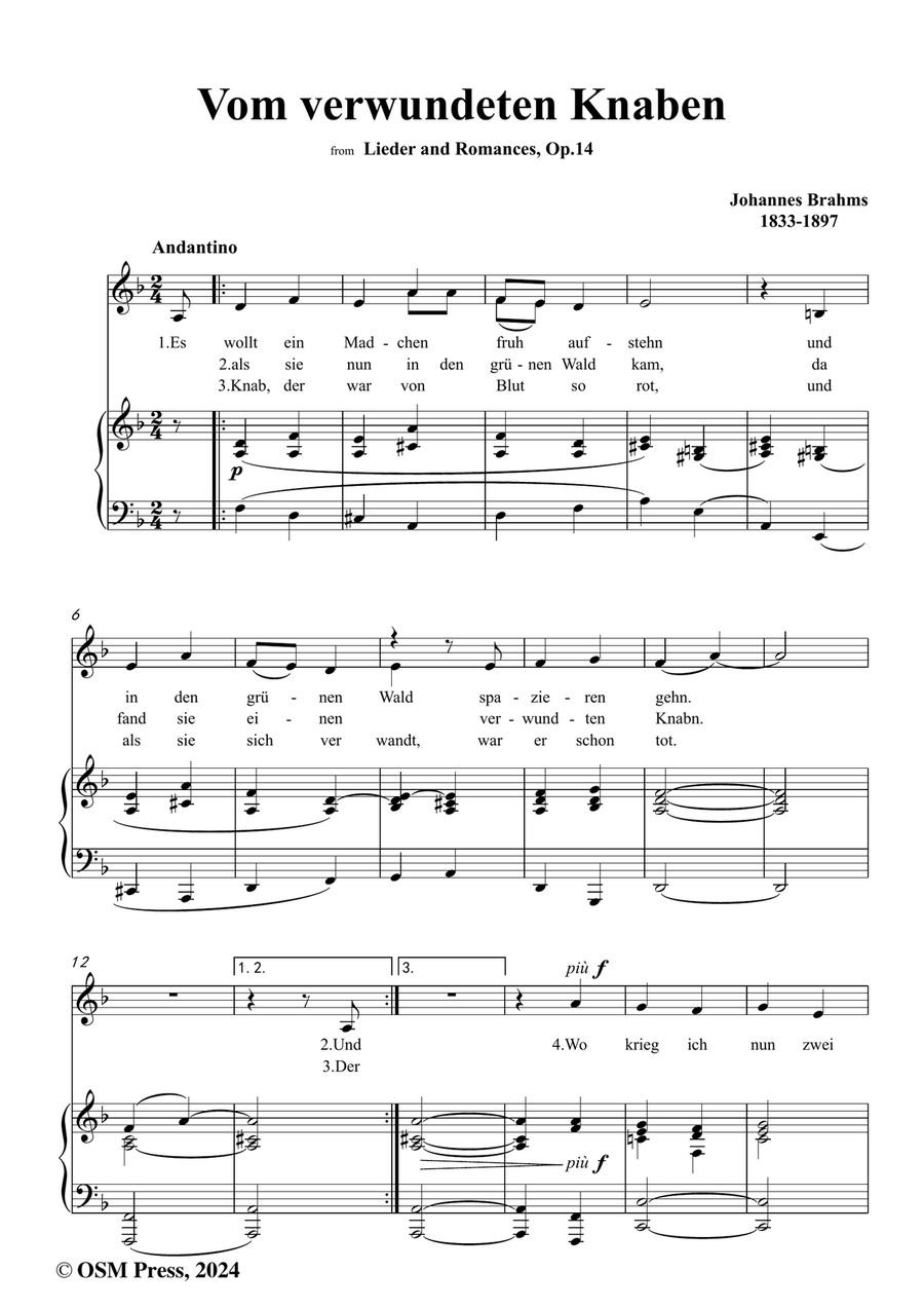 Brahms-Vom verwundeten Knaben,in d minor Piano, Vocal scores gallery preview page 2