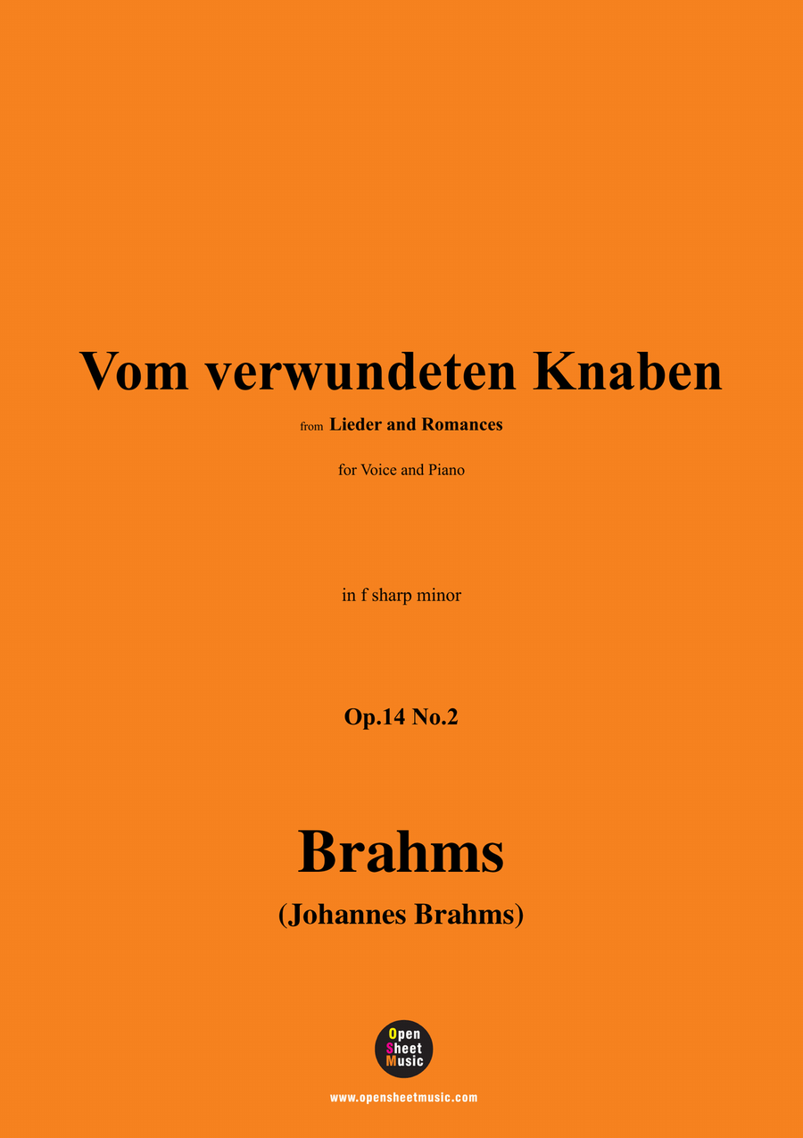 Brahms-Vom verwundeten Knaben,in f sharp minor Piano, Vocal scores gallery preview page 1