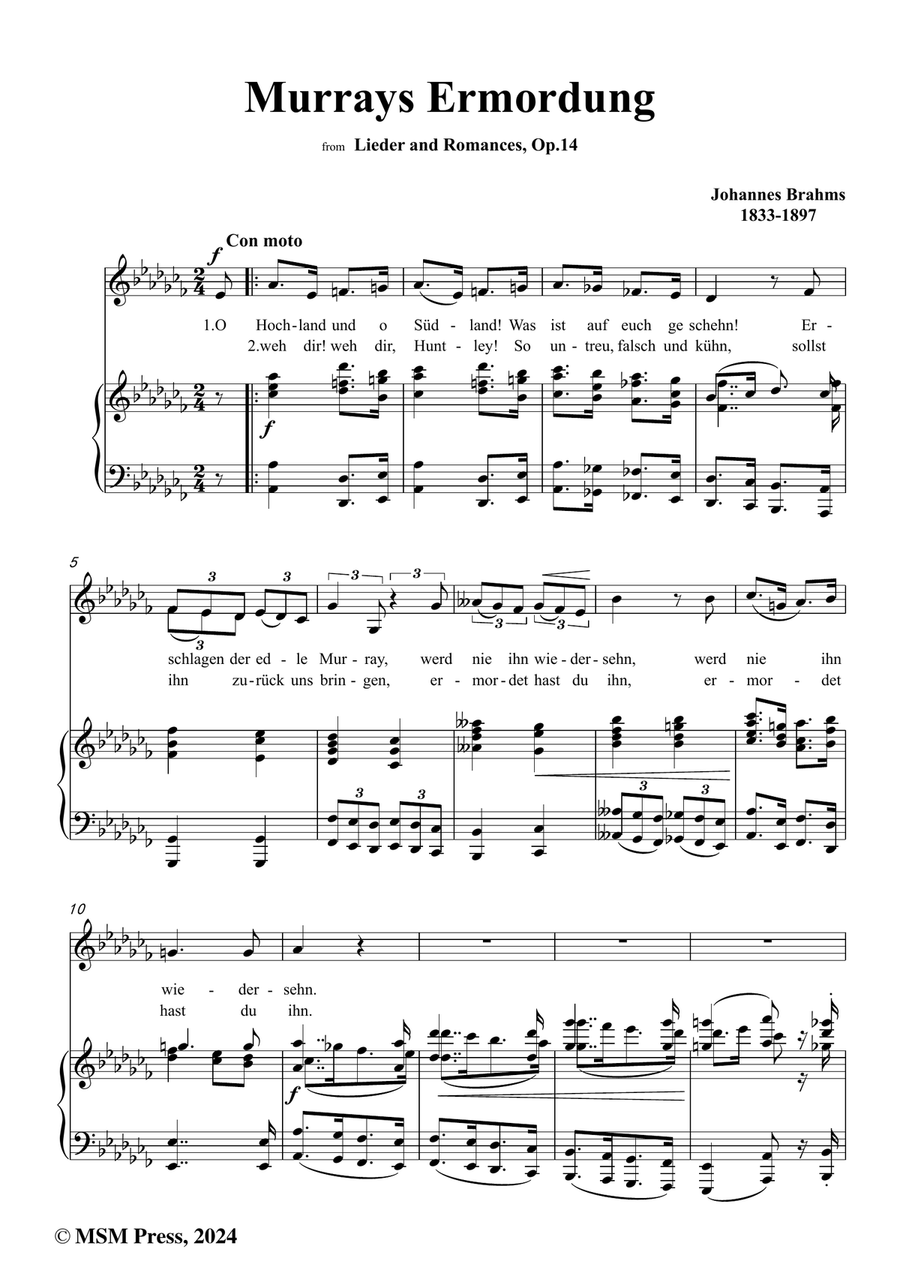 Brahms-Murrays Ermordung,in a flat minor Piano, Vocal scores gallery preview page 2