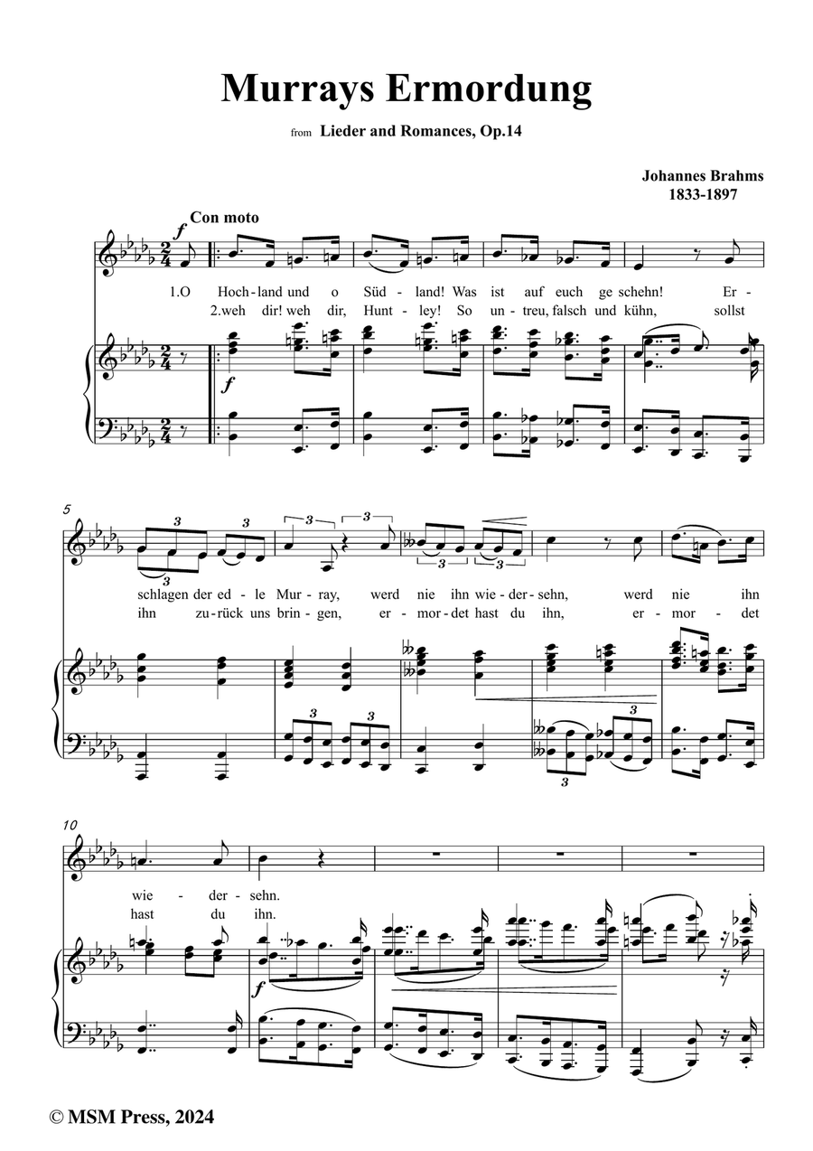 Brahms-Murrays Ermordung,in b flat minor Piano, Vocal scores gallery preview page 2