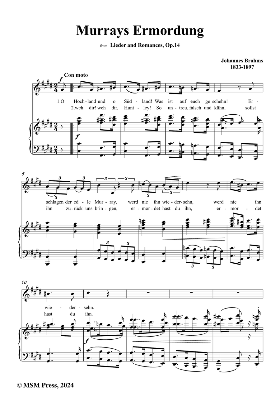 Brahms-Murrays Ermordung,in c sharp minor Piano, Vocal scores gallery preview page 2