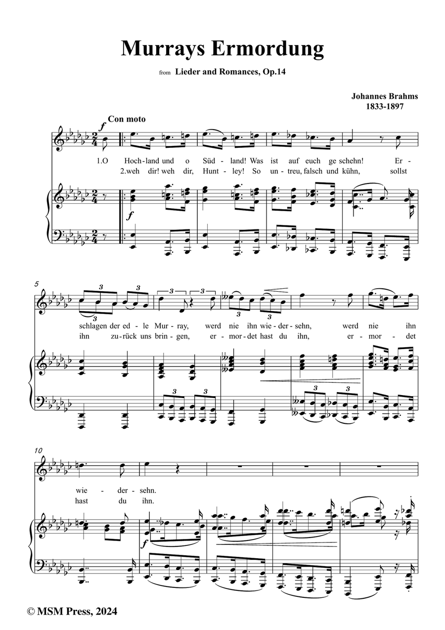 Brahms-Murrays Ermordung,in e flat minor Piano, Vocal scores gallery preview page 2