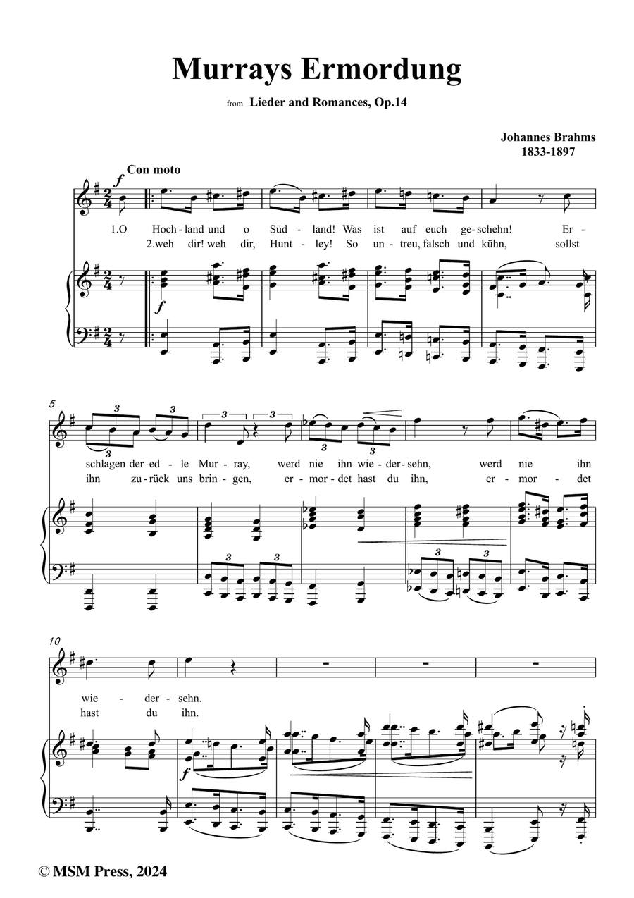 Brahms-Murrays Ermordung,in e minor Piano, Vocal scores gallery preview page 2