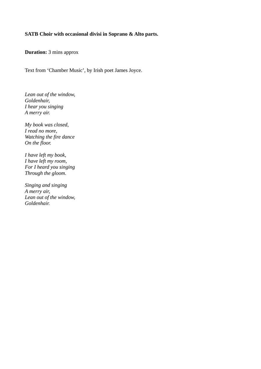 Lean out of the Window (after James Joyce) Divisi scores gallery preview page 2