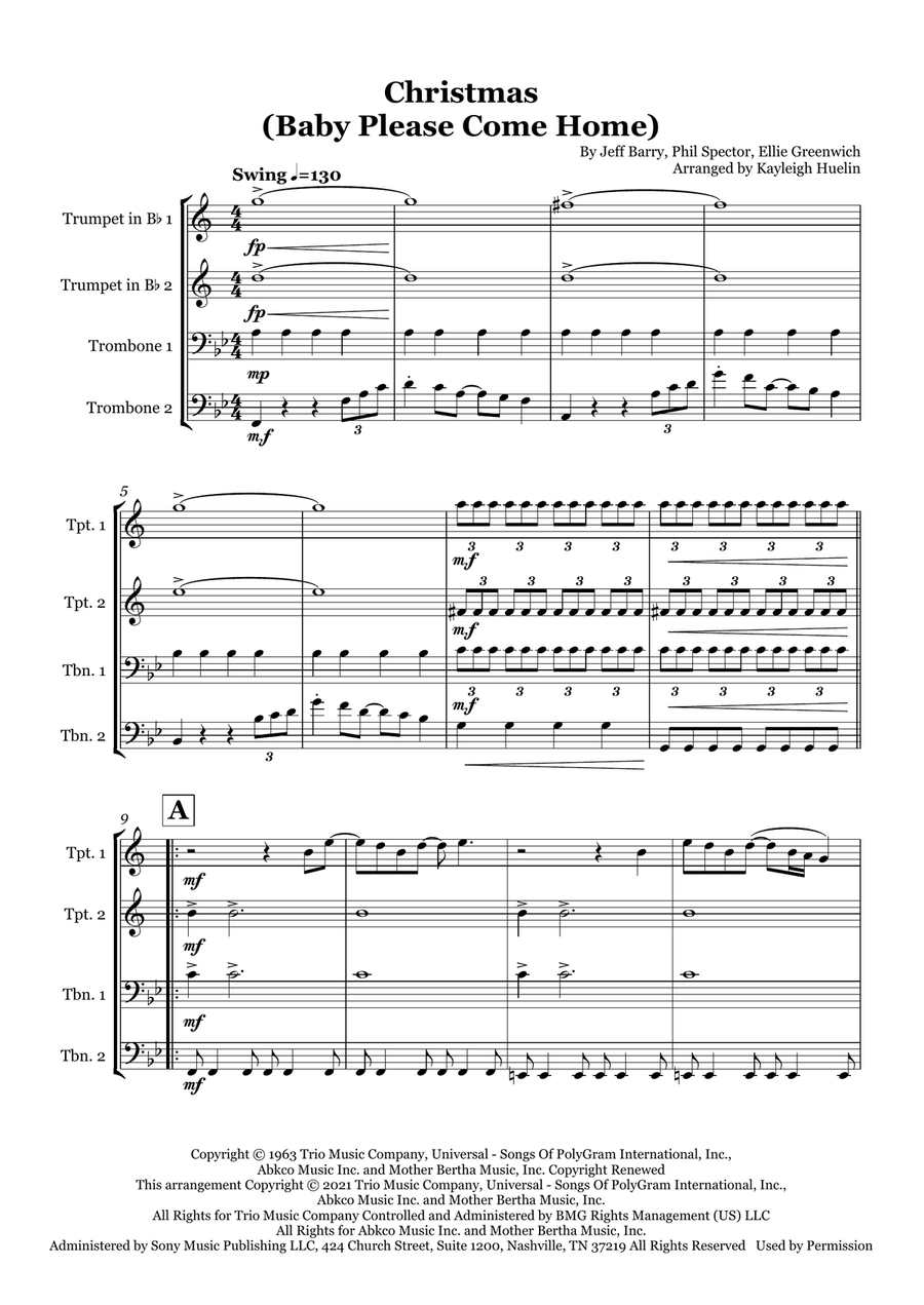 Christmas (Baby Please Come Home) Brass Quartet scores gallery preview page 1
