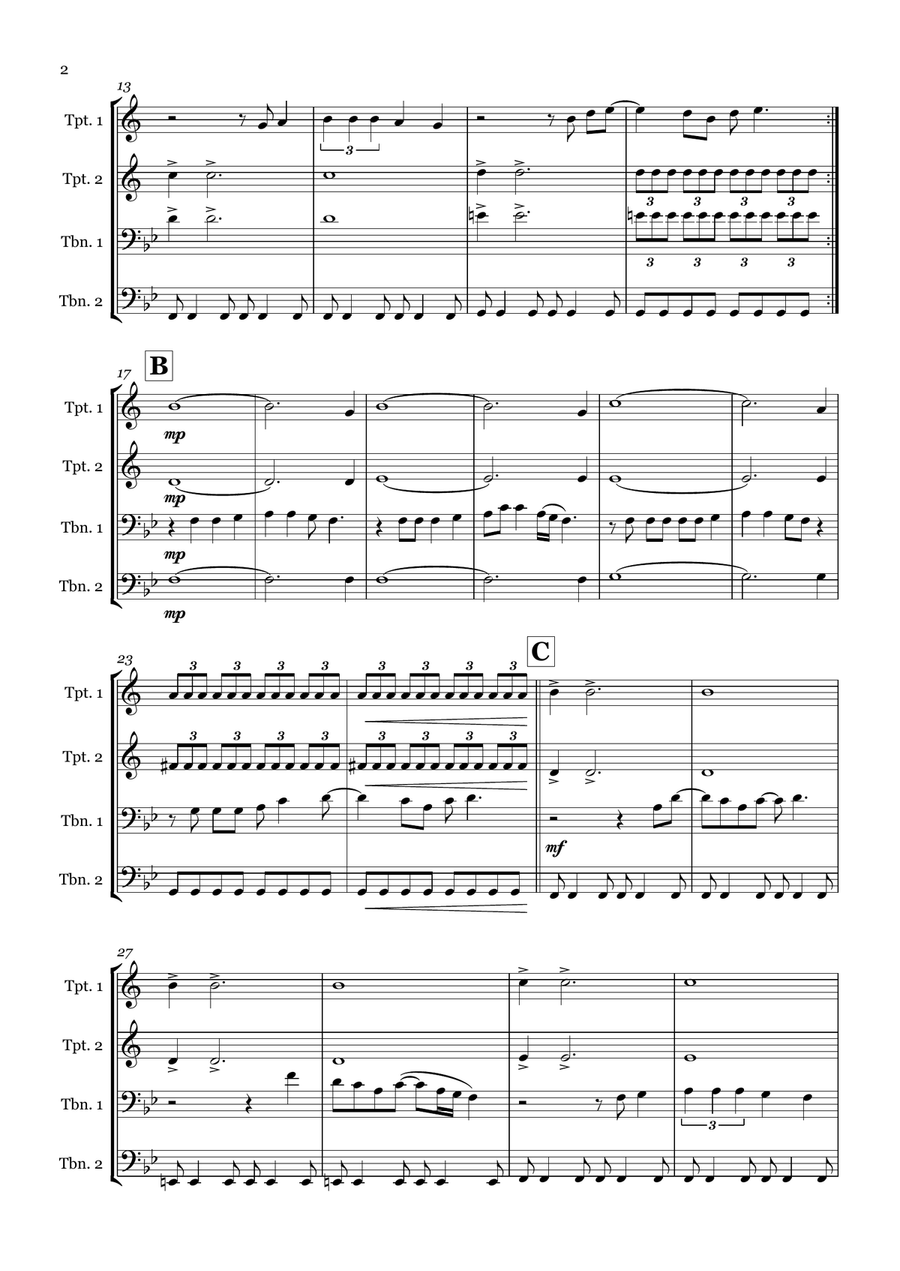 Christmas (Baby Please Come Home) Brass Quartet scores gallery preview page 2