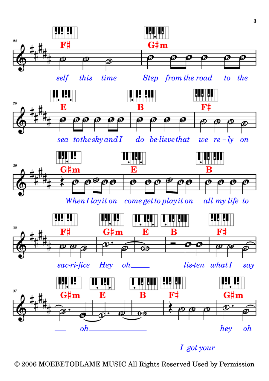 Snow (Hey Oh) Snow (Hey Oh) Easy Piano scores gallery preview page 3