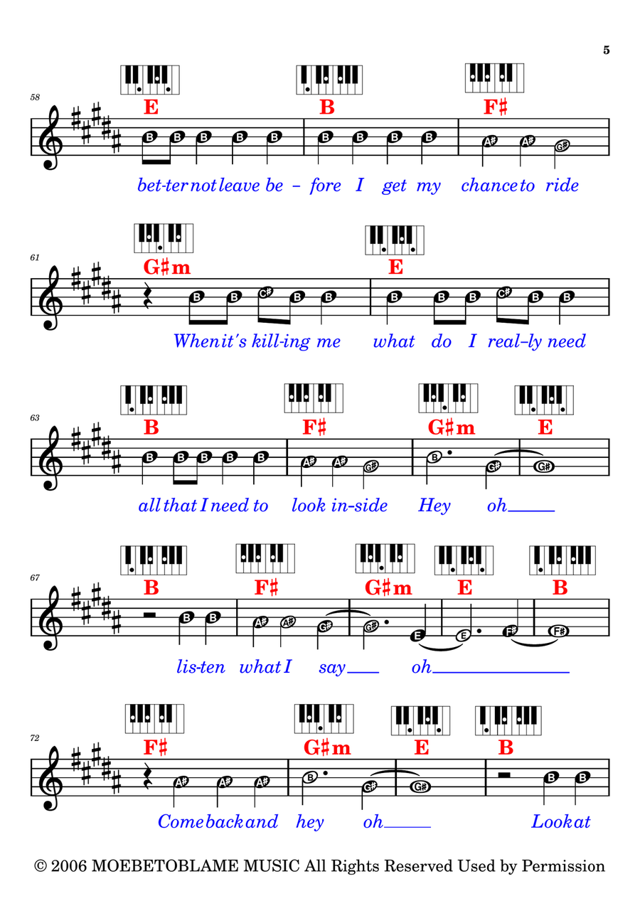 Snow (Hey Oh) Snow (Hey Oh) Easy Piano scores gallery preview page 5