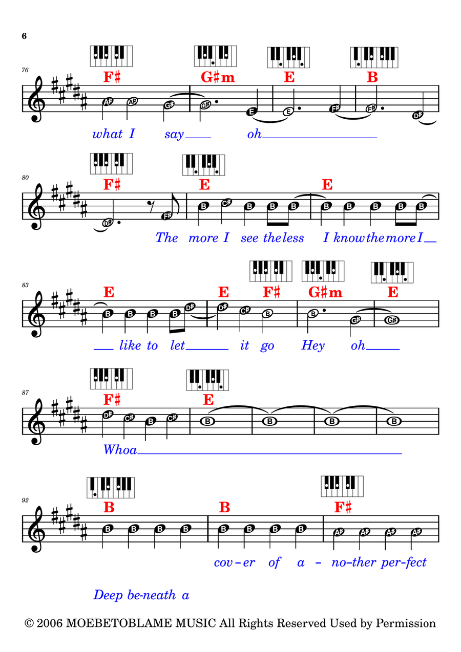 Snow (Hey Oh) Snow (Hey Oh) Easy Piano scores gallery preview page 6