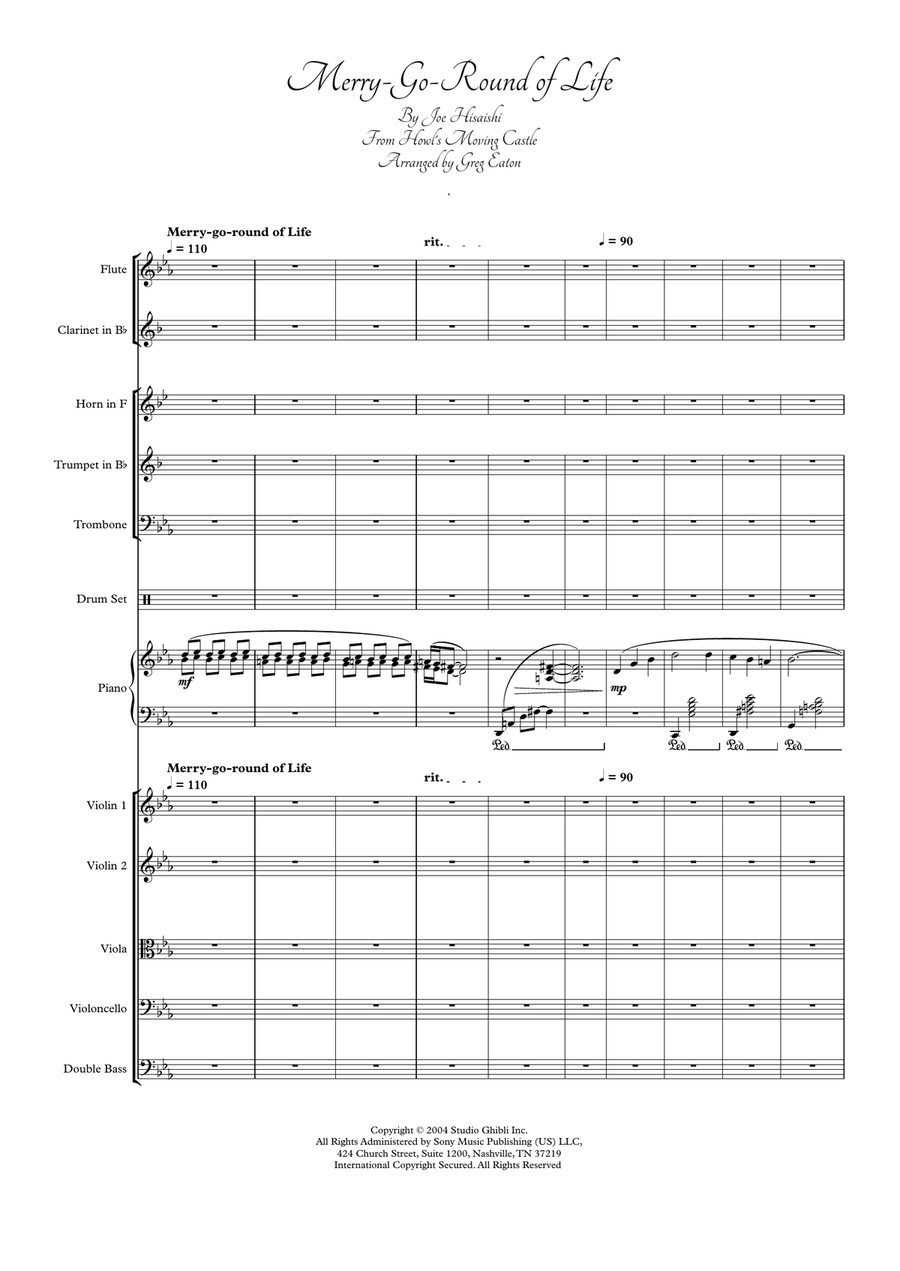 Merry-Go-Round Of Life Merry-Go-Round Of Life Chamber Orchestra scores gallery preview page 1