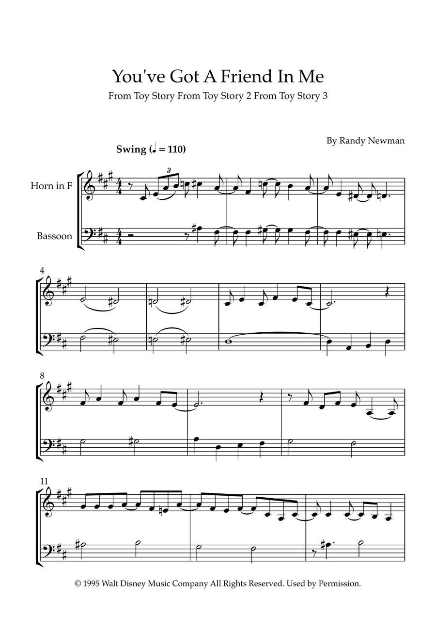 You've Got A Friend In Me Woodwind Duet scores gallery preview page 1