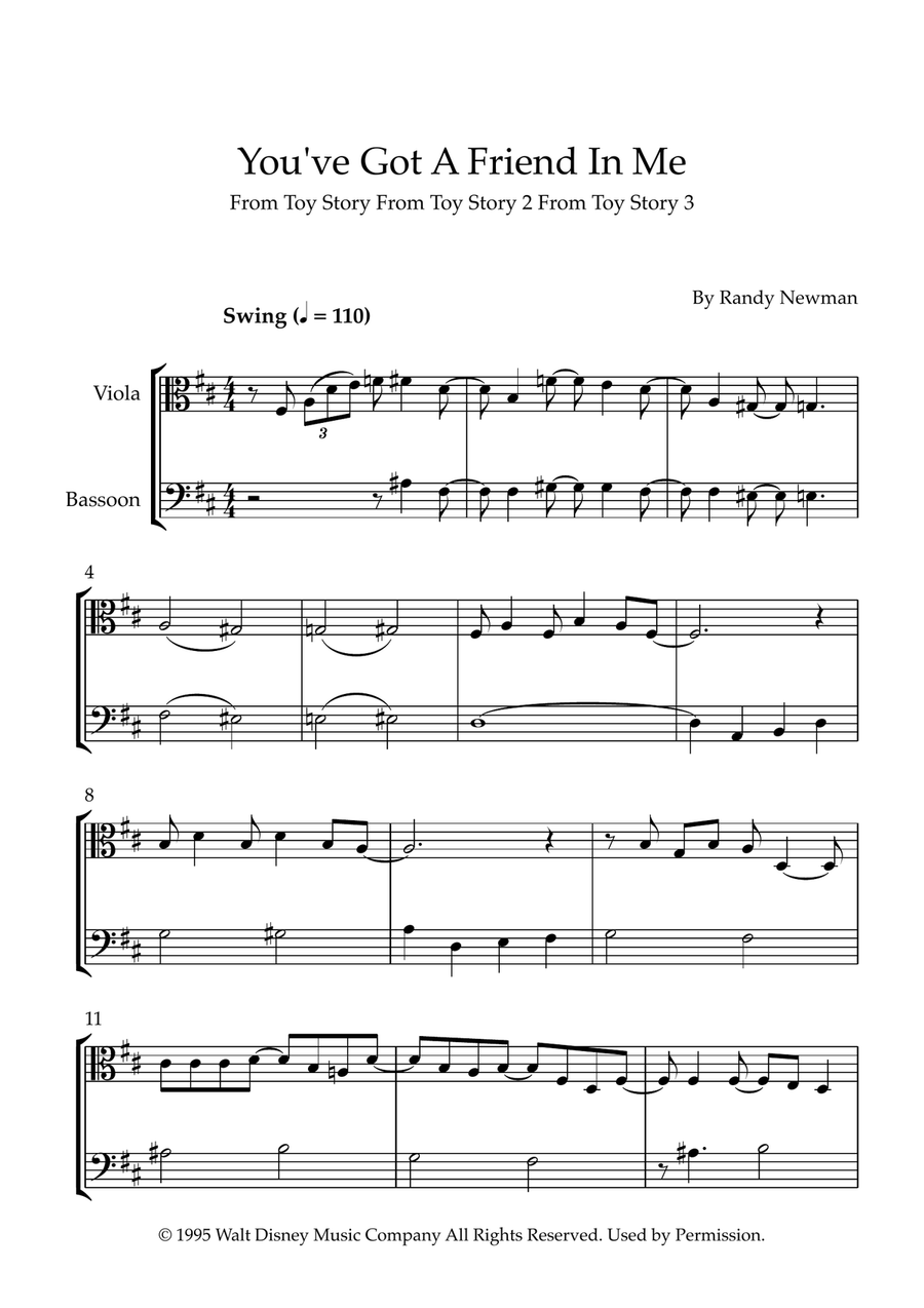 You've Got A Friend In Me Bassoon scores gallery preview page 1