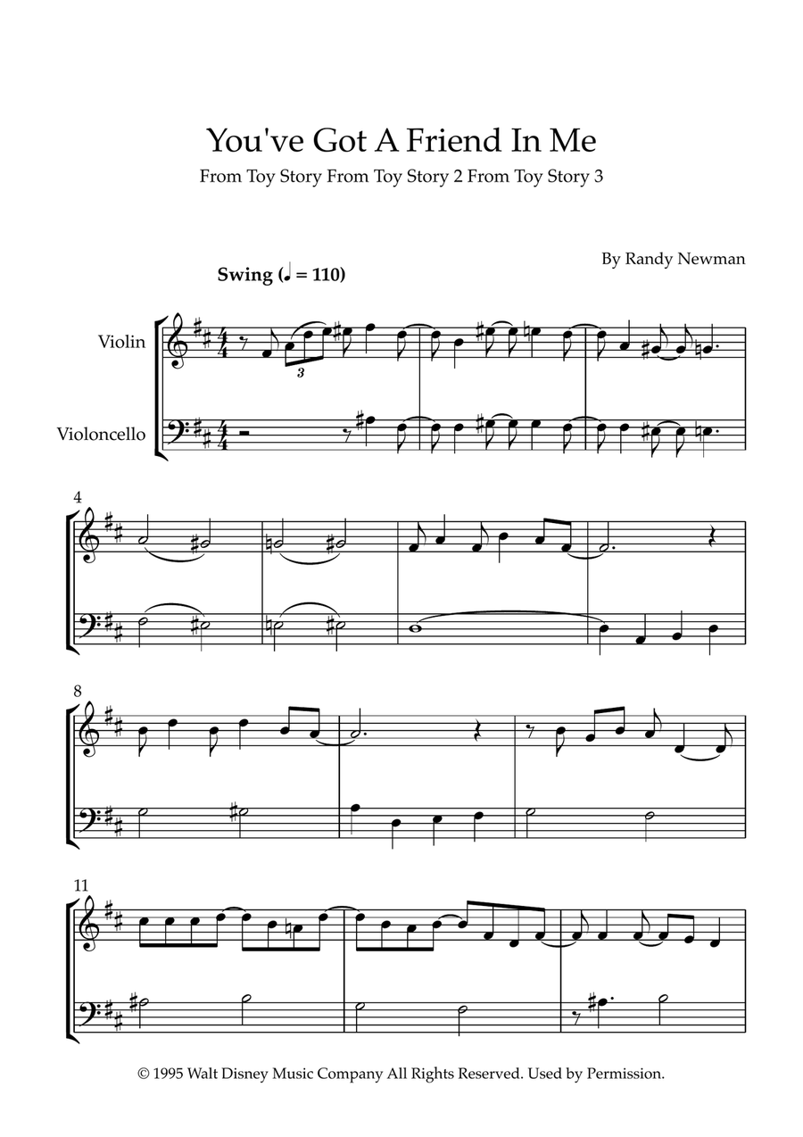 You've Got A Friend In Me String Duet scores gallery preview page 1