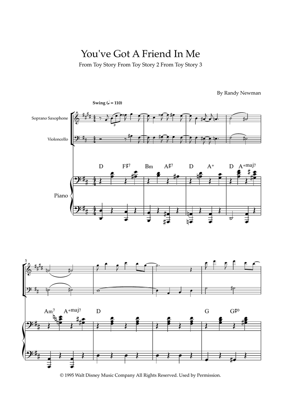 You've Got A Friend In Me Soprano Saxophone scores gallery preview page 1
