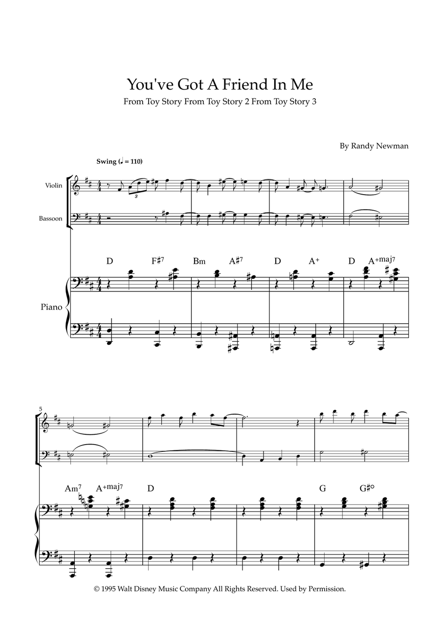 You've Got A Friend In Me Bassoon scores gallery preview page 1