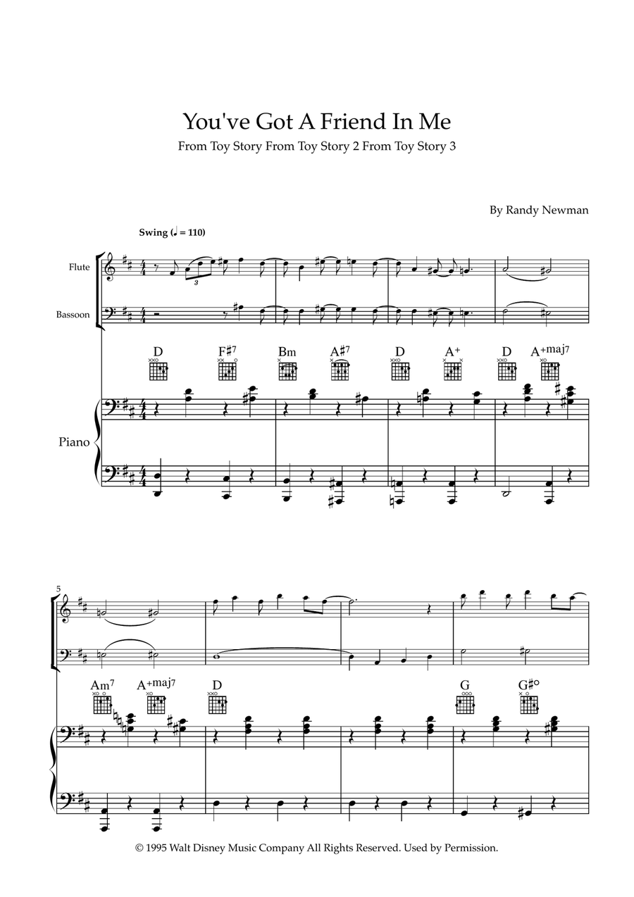 You've Got A Friend In Me Woodwind Duet scores gallery preview page 1