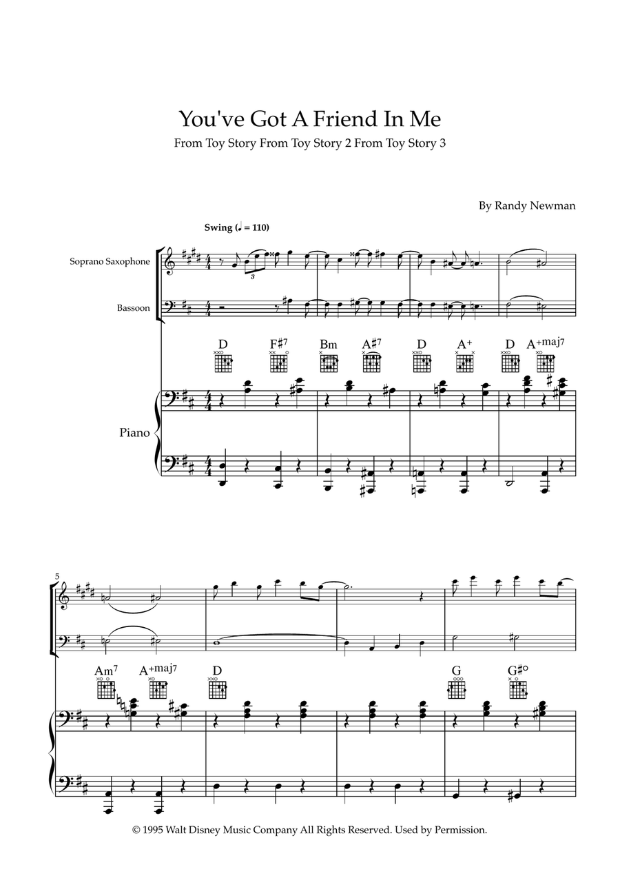You've Got A Friend In Me Woodwind Duet scores gallery preview page 1