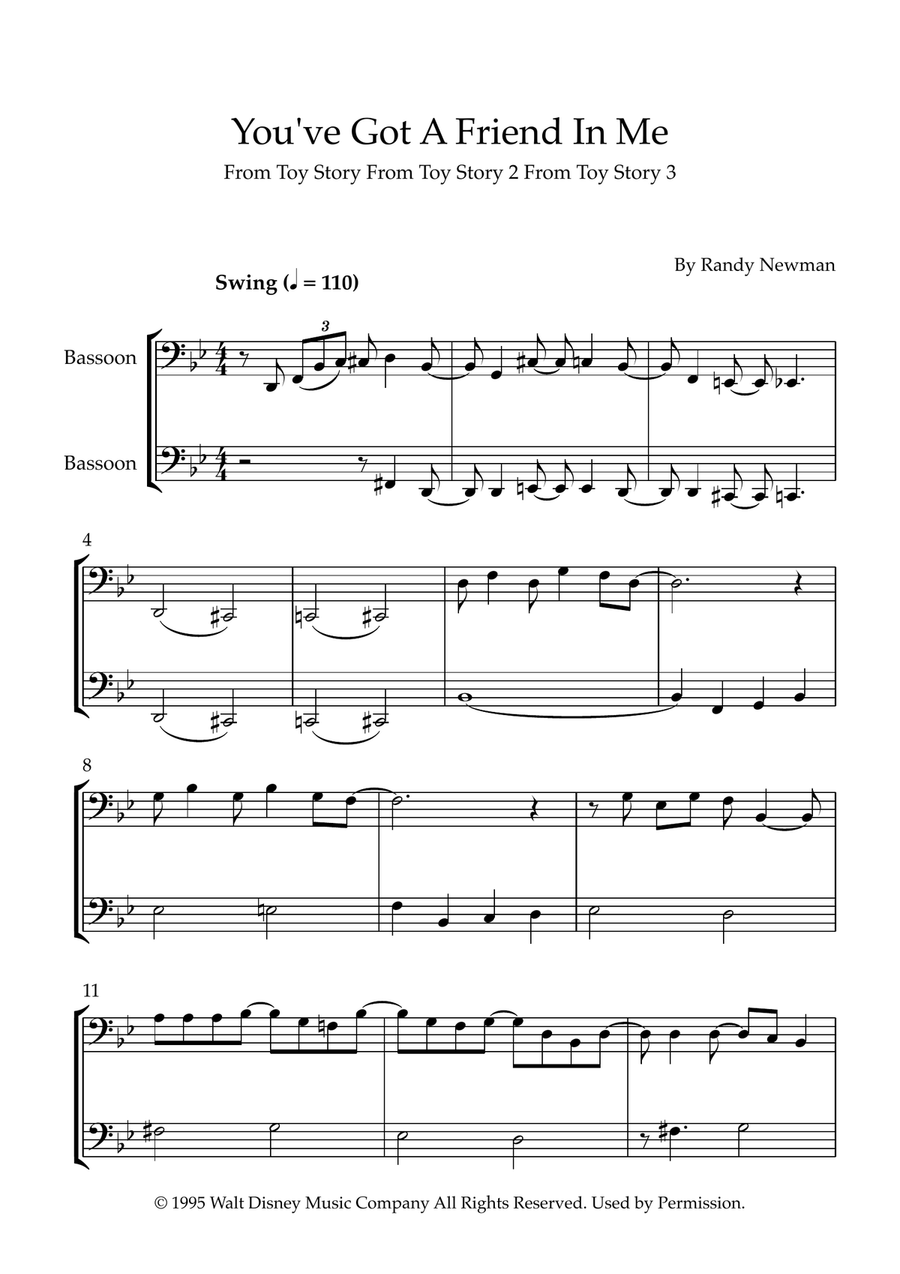 You've Got A Friend In Me Woodwind Duet scores gallery preview page 1