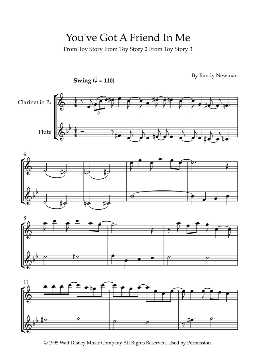 You've Got A Friend In Me Woodwind Duet scores gallery preview page 1