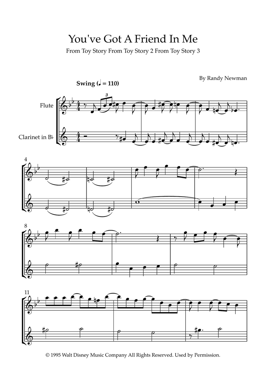You've Got A Friend In Me Woodwind Duet scores gallery preview page 1