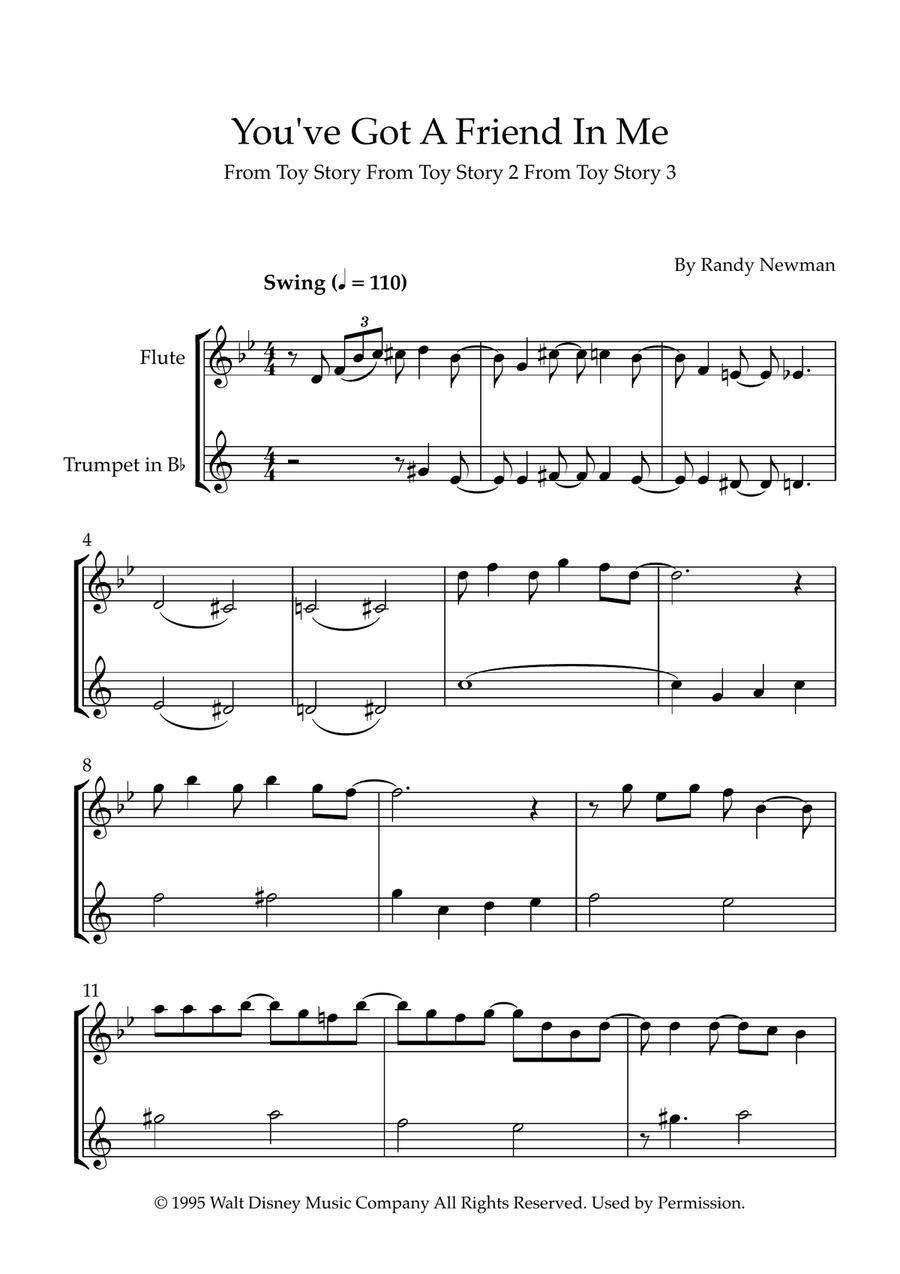 You've Got A Friend In Me Flute scores gallery preview page 1