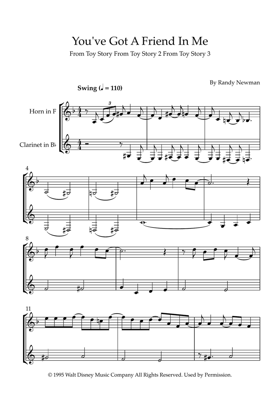You've Got A Friend In Me Woodwind Duet scores gallery preview page 1