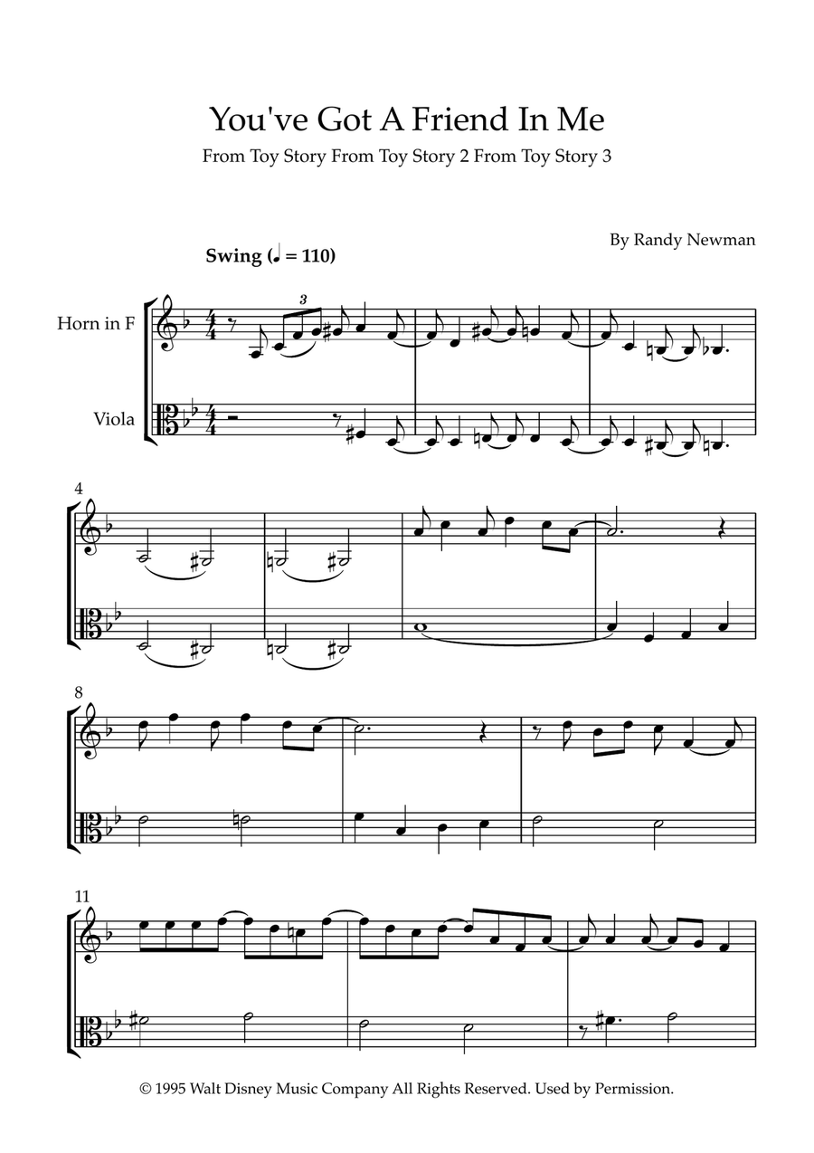 You've Got A Friend In Me Horn scores gallery preview page 1