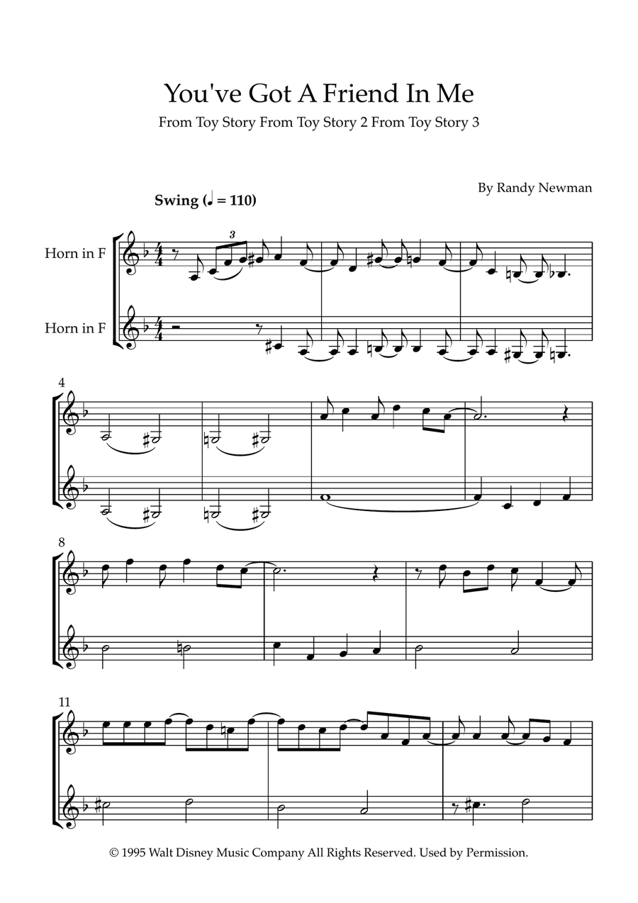 You've Got A Friend In Me Brass Duet scores gallery preview page 1