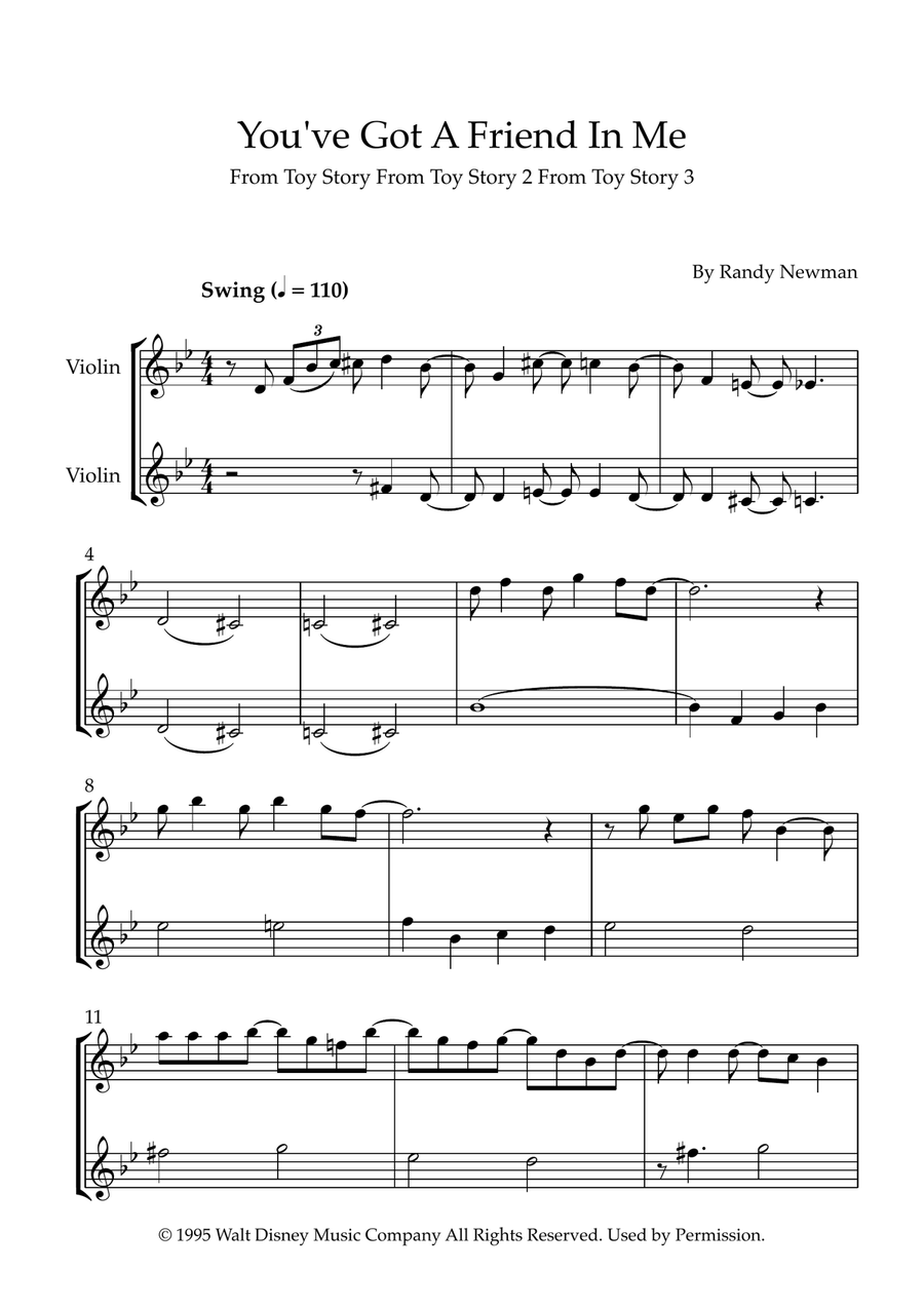 You've Got A Friend In Me String Duet scores gallery preview page 1