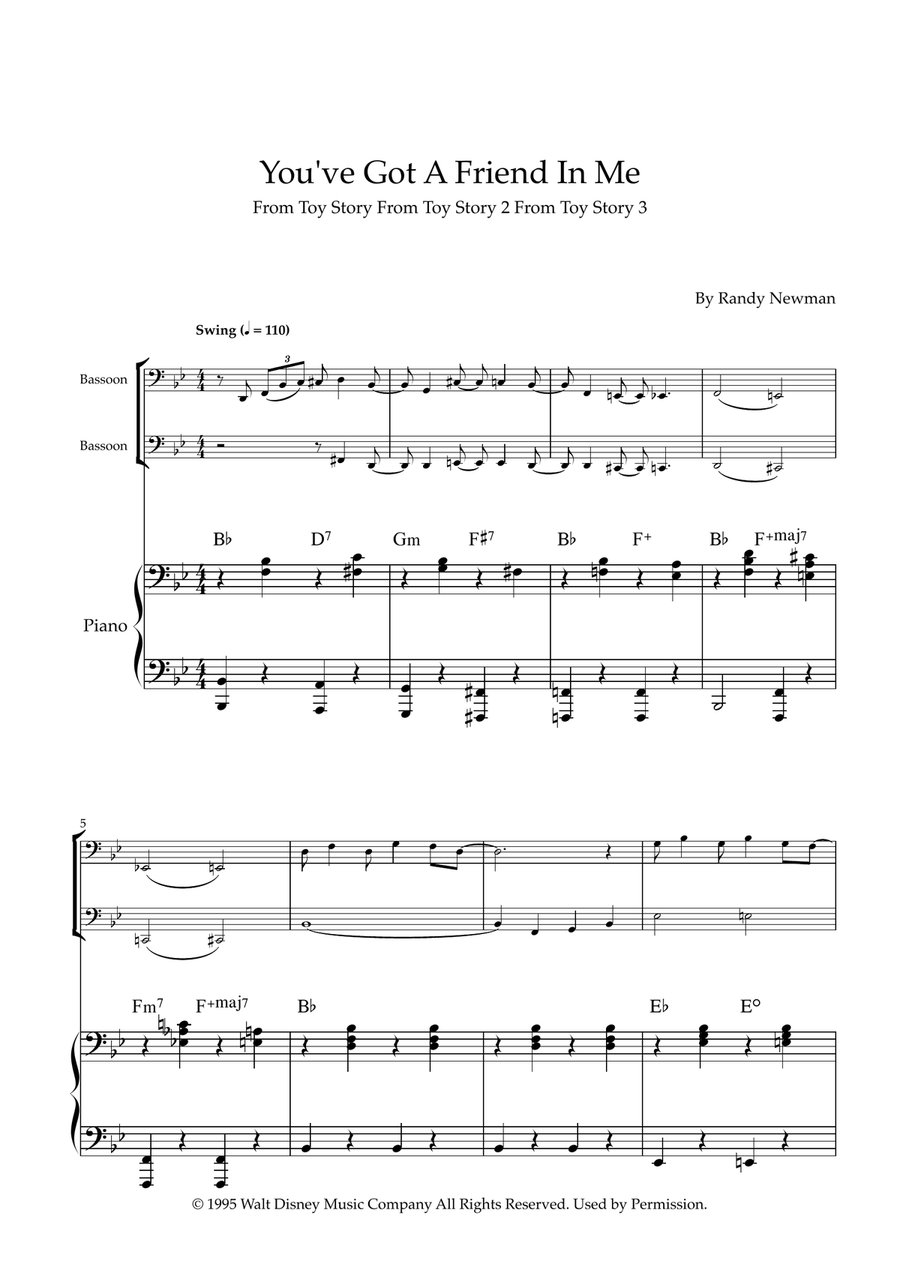 You've Got A Friend In Me Woodwind Duet scores gallery preview page 1