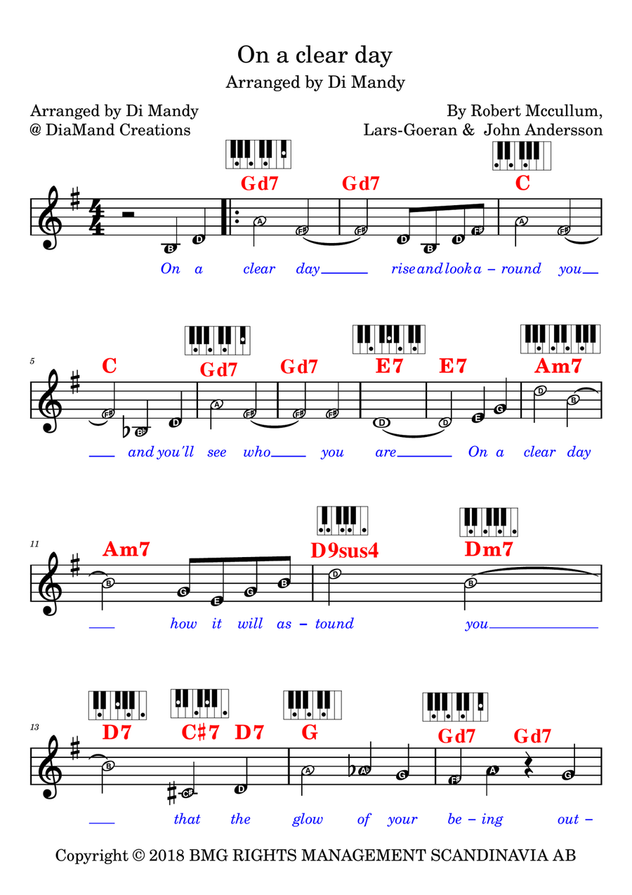 On A Clear Day On A Clear Day Piano scores gallery preview page 1